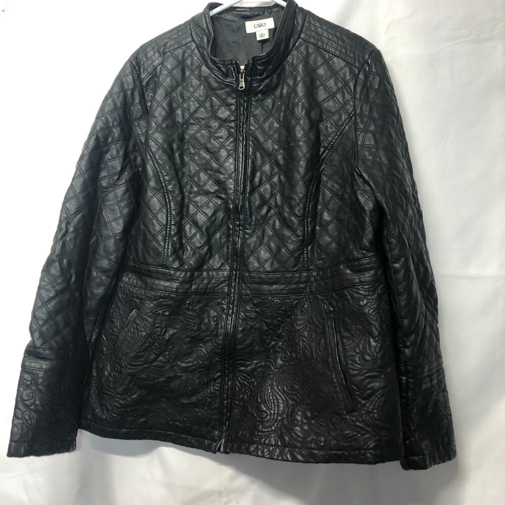 Cato Jacket XL Faux Leather Quilted Black